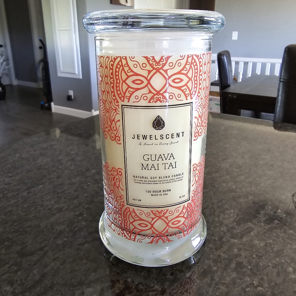 Jewelscent guava Mai Tai soy jewlery candle size 6 ring